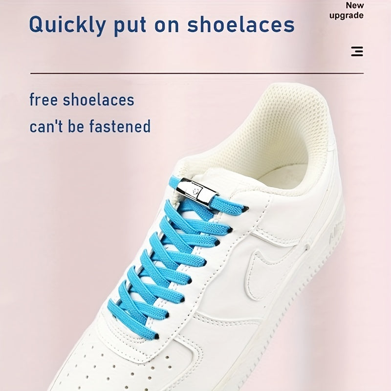 Unisex Elastic No Tie Shoelaces Set Widened Flat Dress Shoe Laces