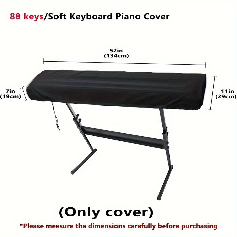 Black Stretchable Keyboard Dust Cover for 61/88 Key Digital Pianos Polyester