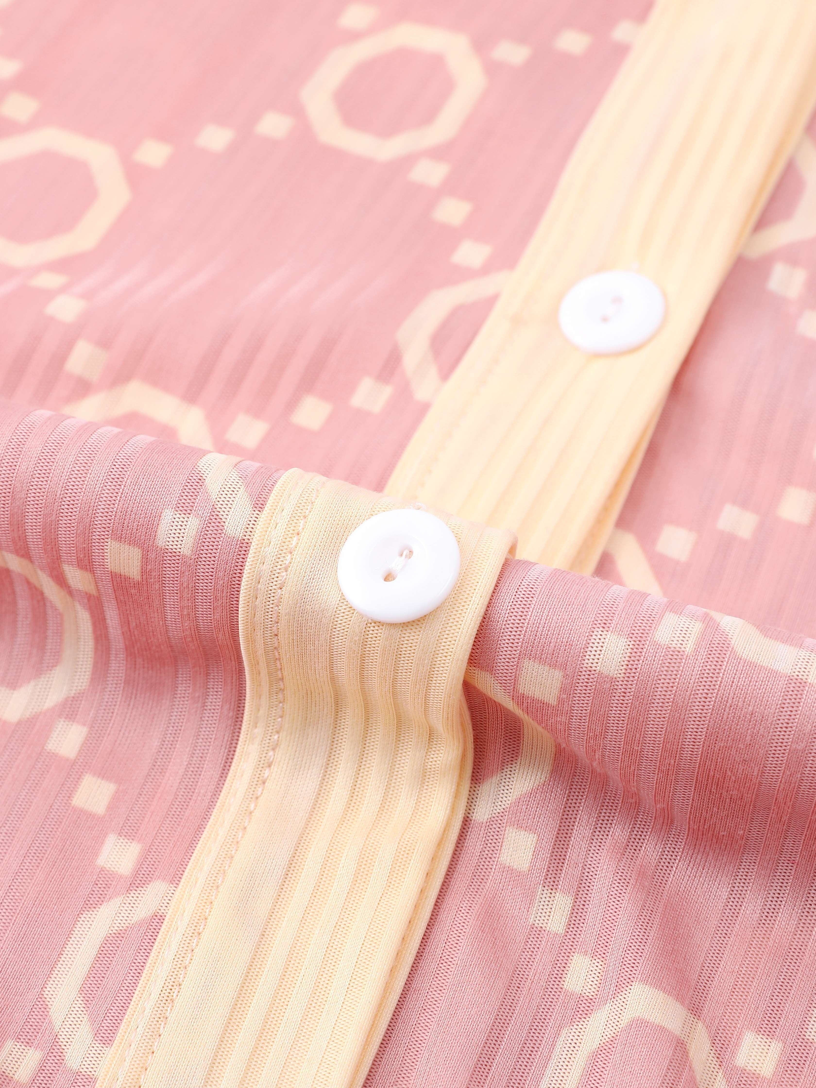 Pink Spring and Autumn Pajama Set for Adults with Open Front and Long Sleeves