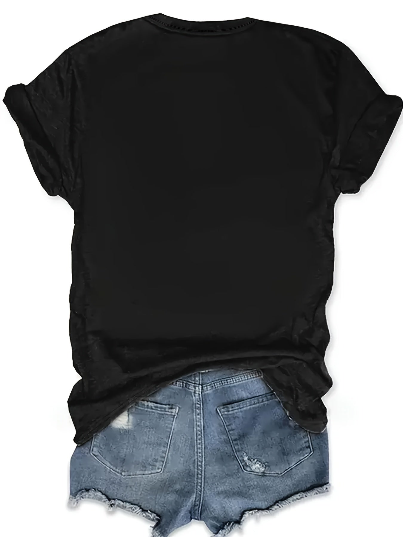 Women's Short Sleeve T-Shirt Cursive Letter Print Black Breathable Soft