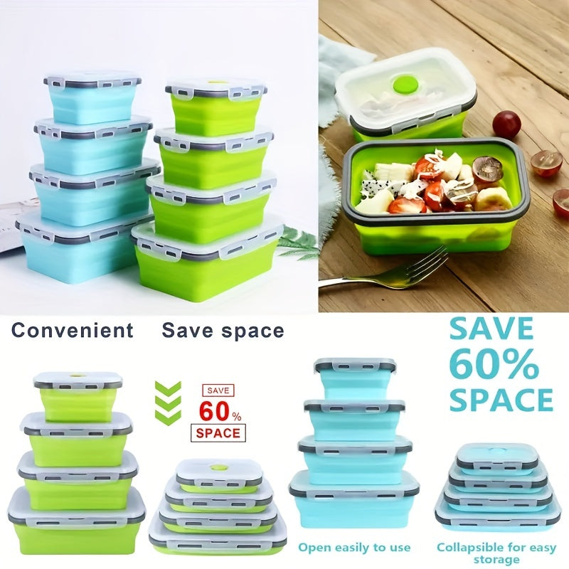 Collapsible Silicone Food Storage Containers BPA-Free Microwave Freezer Safe Kitchen Organization