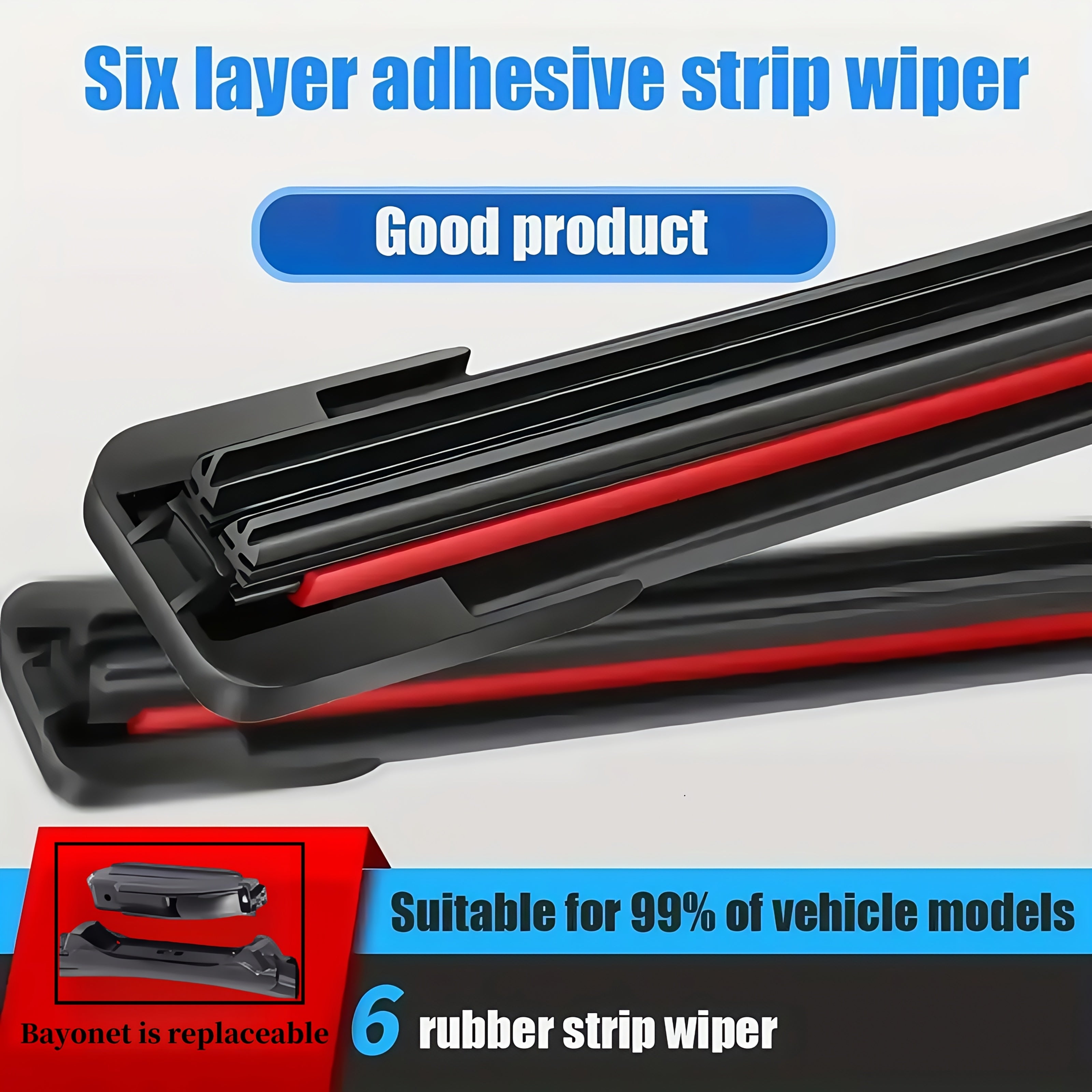 Car Windshield Wiper Blade Set with Adapters 35-71cm Durable Rubber Quiet