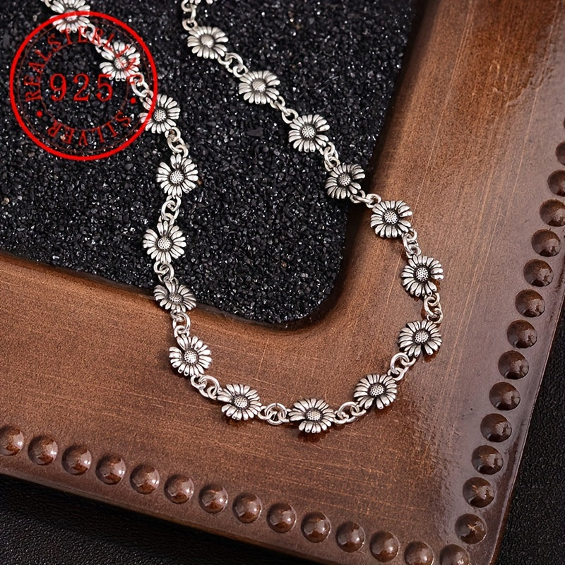 Sterling Silver Sunflower Charm Bracelet for Women with October Birthstone