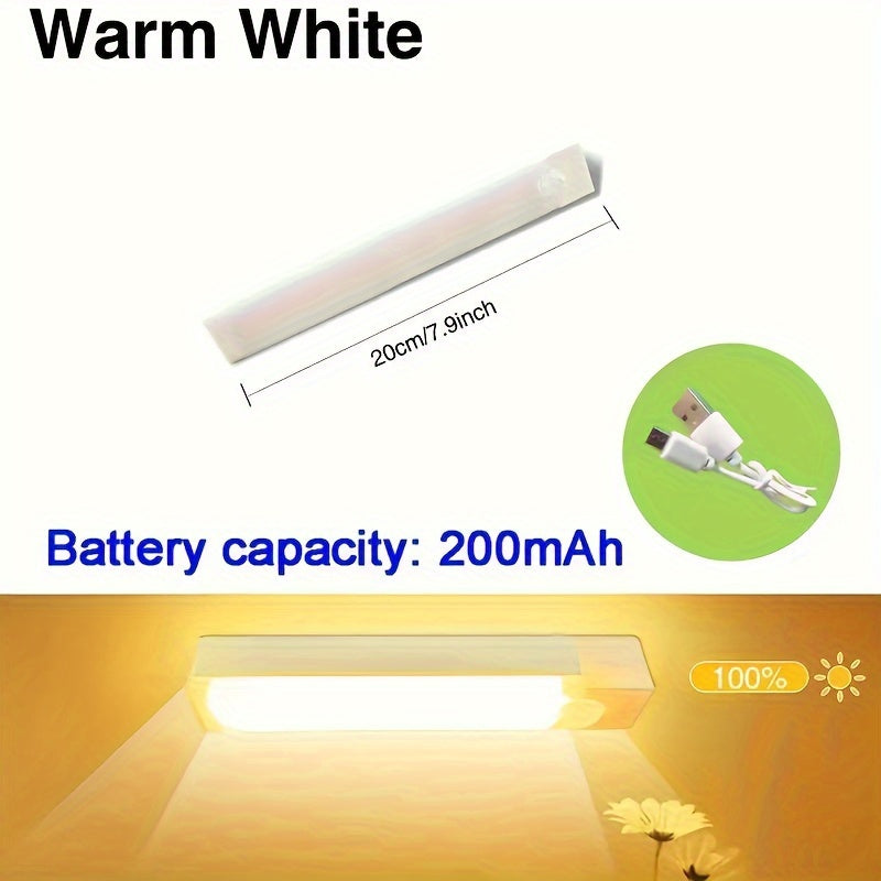 White Motion Sensor LED Light USB Rechargeable Magnetic for Kitchen Wardrobe Bedroom