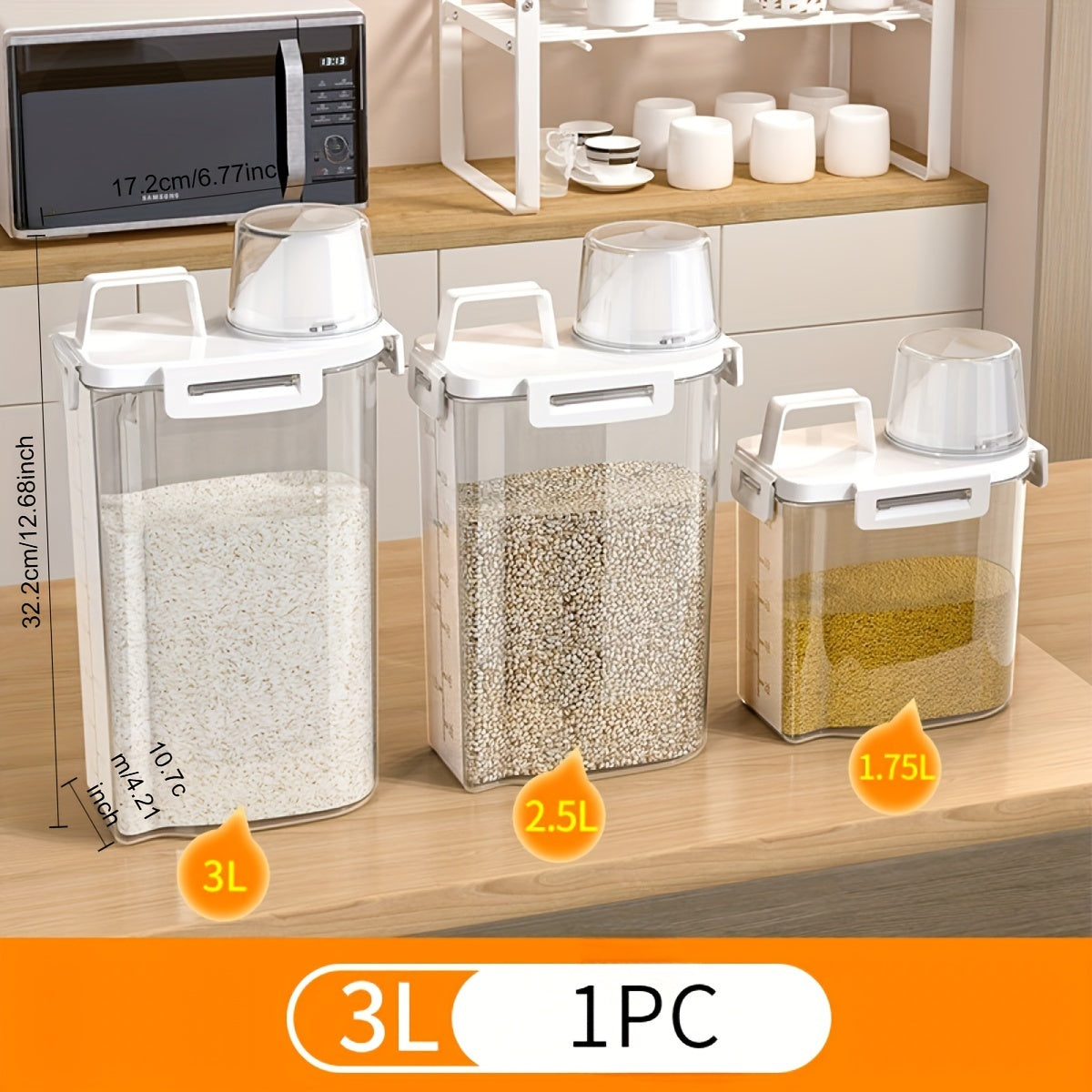 Leak-Proof Square Food Storage Container for Grains Nuts Flour Rice