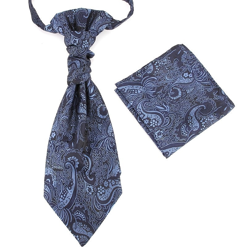 Men's Paisley Pattern Necktie and Pocket Square Set for Gifting