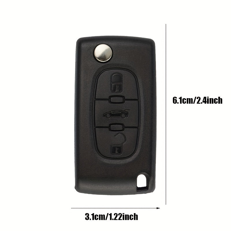 Two-Button Car Key Fob Shell Black Plastic Flip Key Case Durable Design