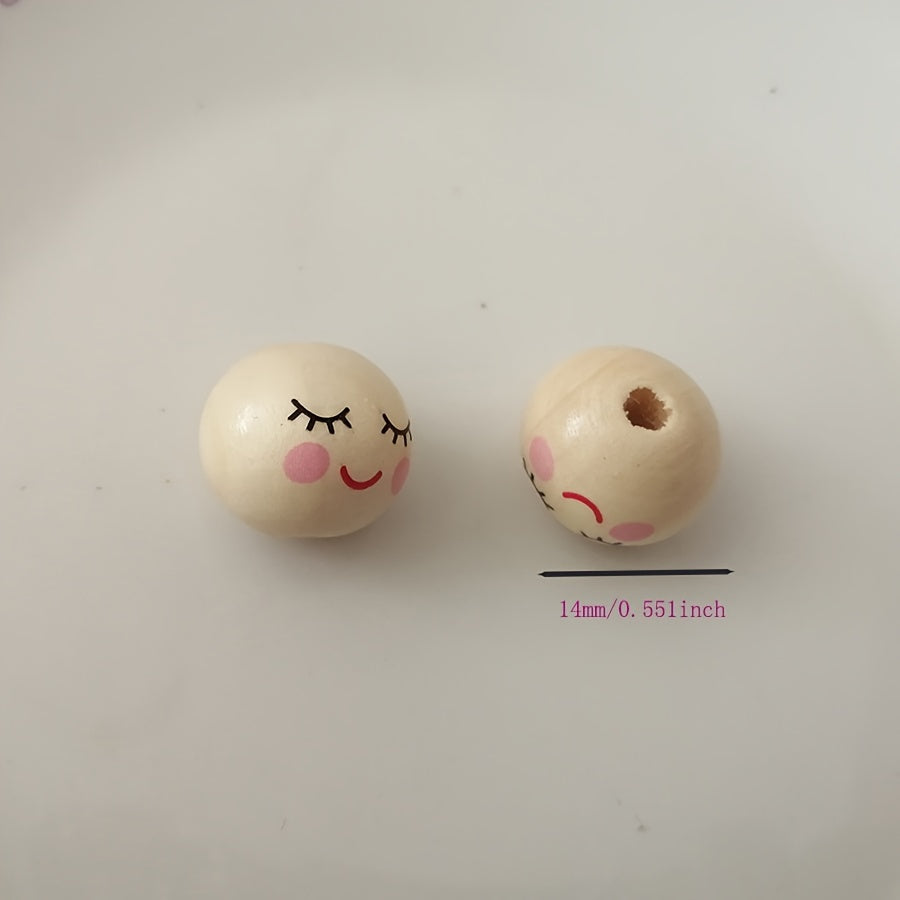 Fifty Pieces 14mm Wooden Hole Beads Ball Spacer Beads for Jewelry Making