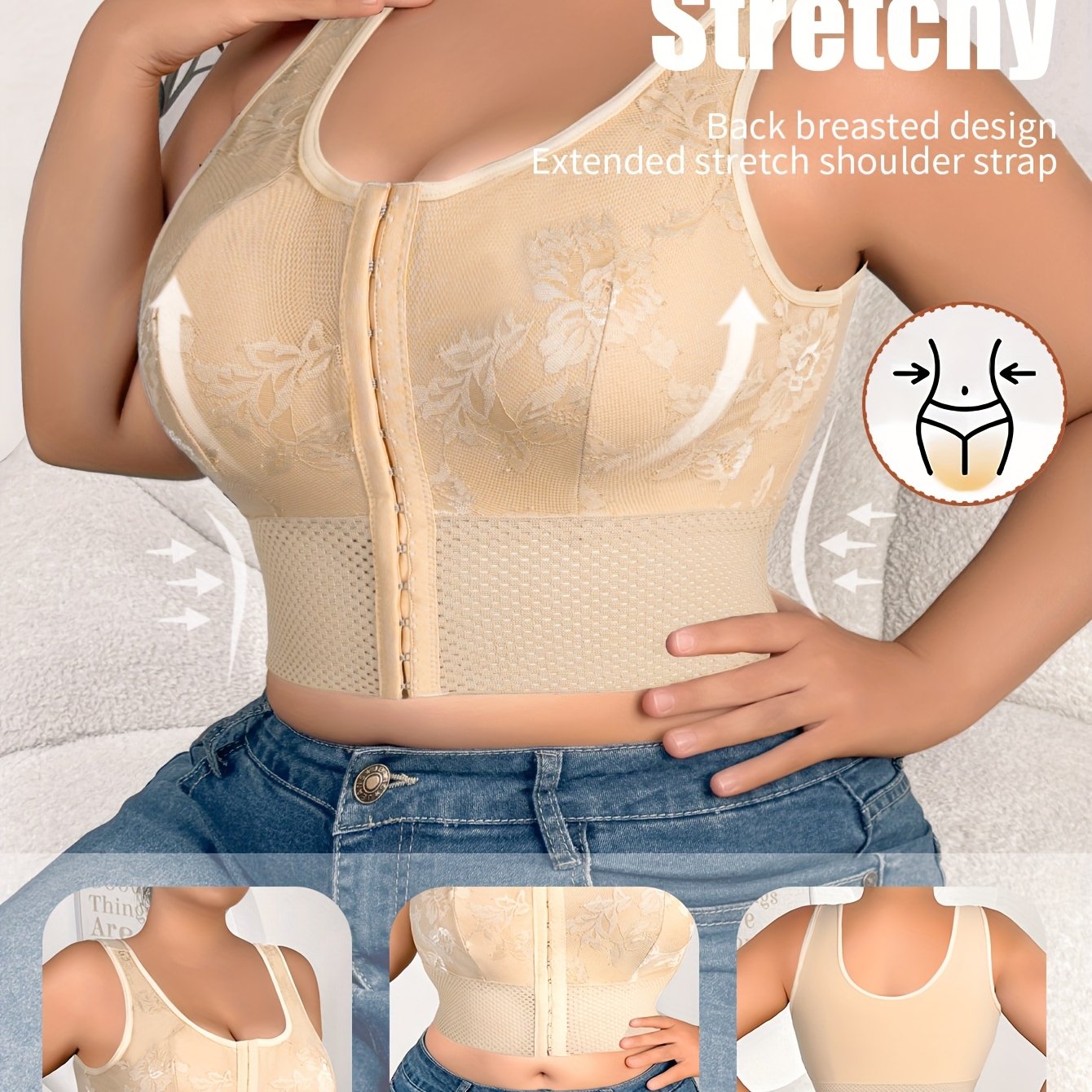 Seamless Shaping Bra for Plus Size No Wire Mesh Support Nylon Blend Medium Stretch