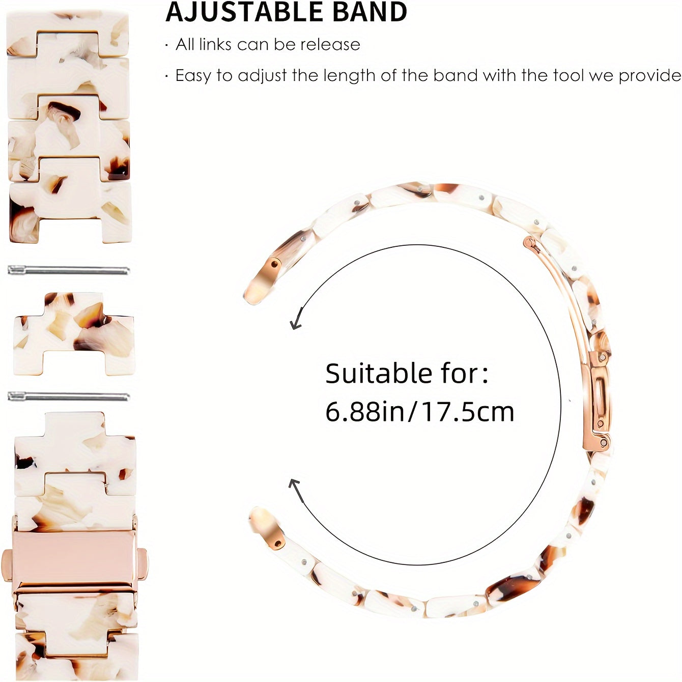 Ivory White Resin Watch Band for iWatch 38mm to 49mm Slim Comfortable