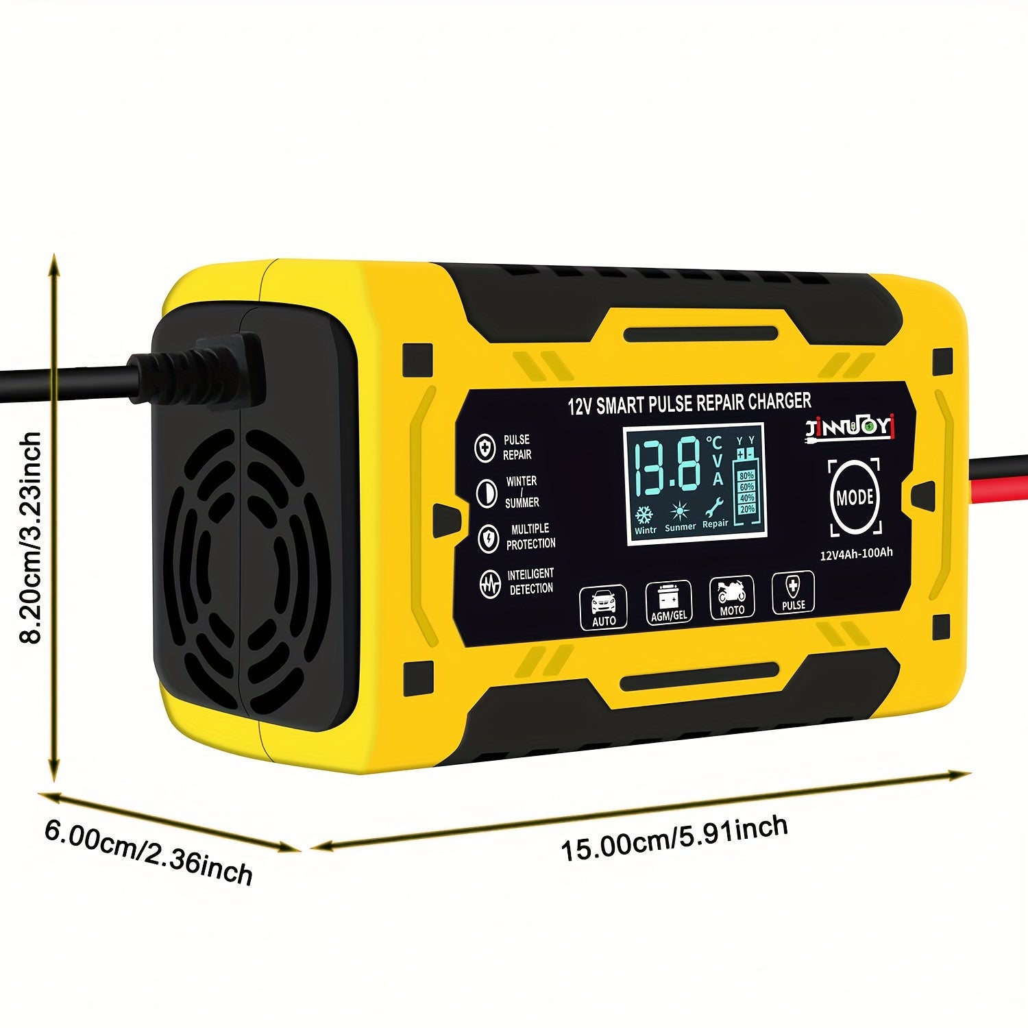 12V 24V 6A avtomatik batareya quvvatlantiruvchi, avtomobil, yuk mashinalari va mototsikl uchun harorat kompensatsiyasi bilan