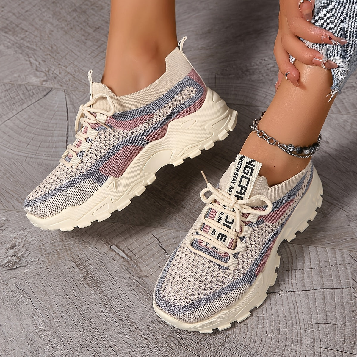 Women's Breathable Knit Low-Top Running Sneakers Lightweight Casual Shoes