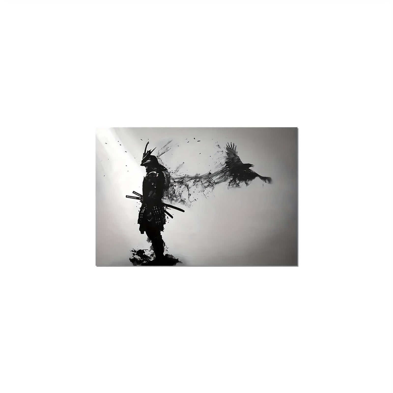 Black and White Samurai Canvas Wall Art Frameless Decor for Living Room Bedroom Anime