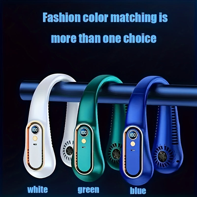 Перезаряжаемый шейный вентилятор с технологией без лопастей с 5-скоростной регулировкой, цифровым дисплеем, портативным личным охлаждающим устройством