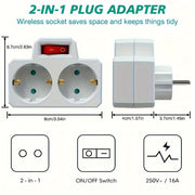 European Standard Outlet Adapter Set with On/Off Switch Surge Protection 250V 16A