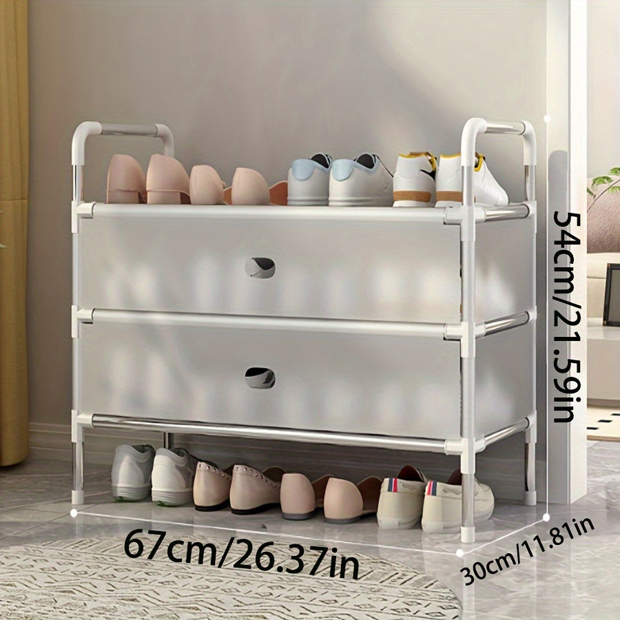 Estante para zapatos de metal con funda antipolvo, organizador de varias capas para entrada y pasillo