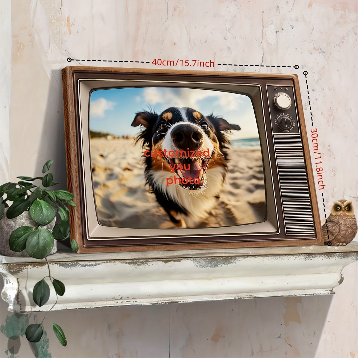 Винтажное настенное искусство с изображением телевизора для любителей собак, персонализированное семейное фото-декор