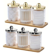 3-Piece Acrylic Qtip Holder Set with Tray Bathroom Storage Organizer