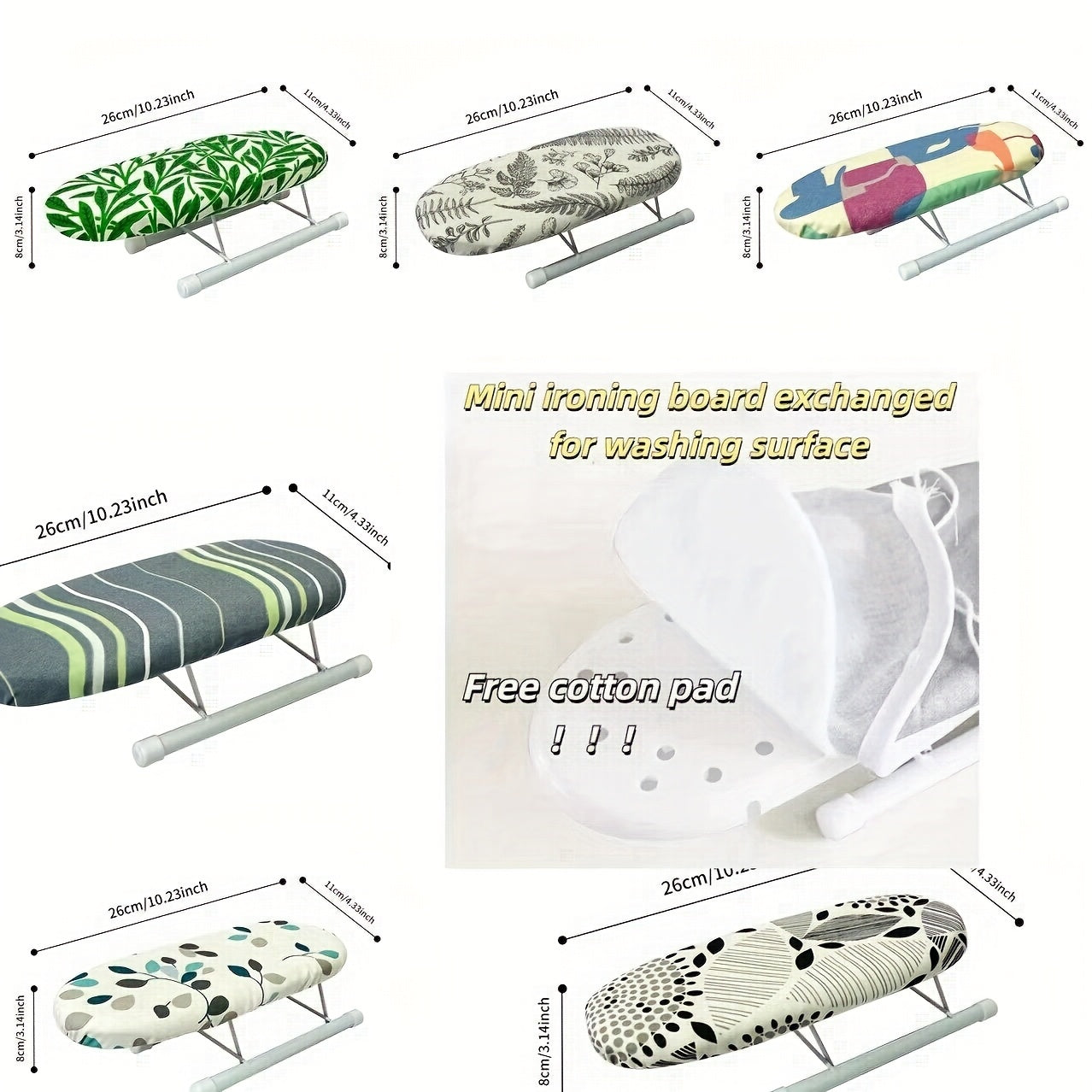 Heat-Resistant PET Mini Sleeve Ironing Board Cover with Free Pad for 25.98cm x 11cm