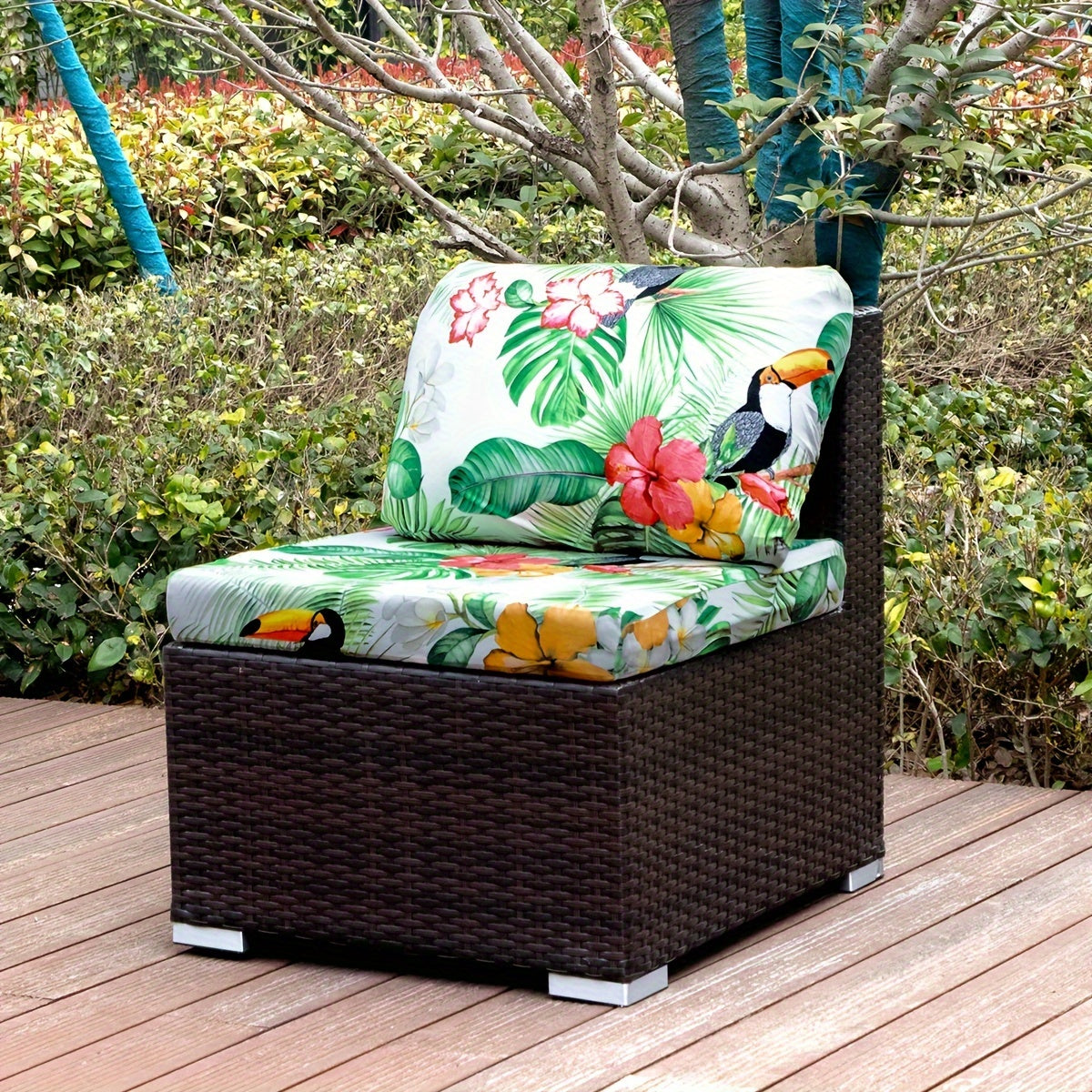 Набор чехлов для подушек для уличного дивана с богемским принтом животных, листьев и цветов