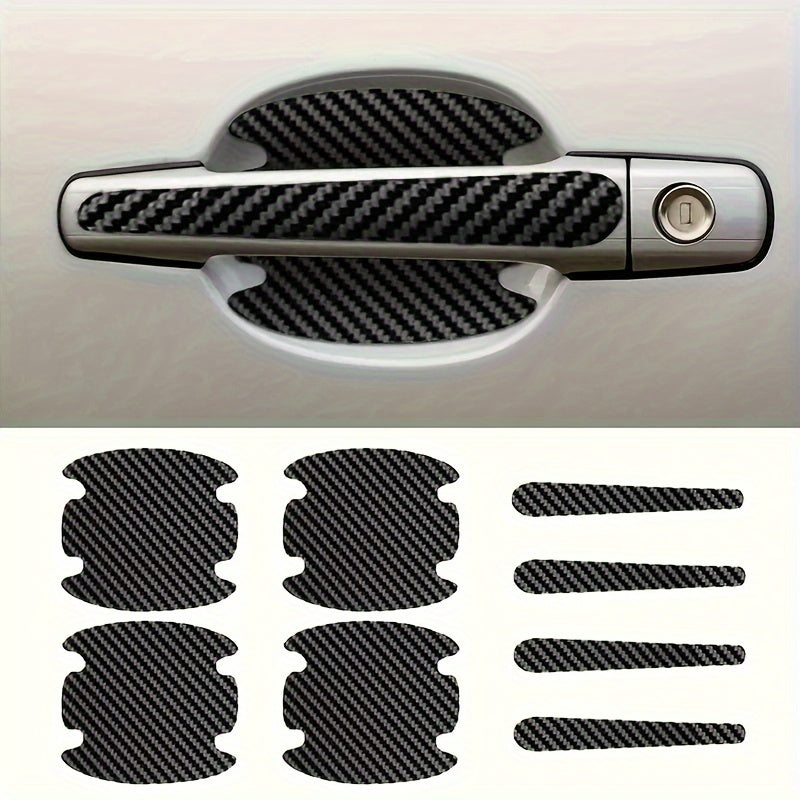 8pcs Carbon Fiber Car Door Handle Covers Scratch-Resistant Reinforced Paint Protection
