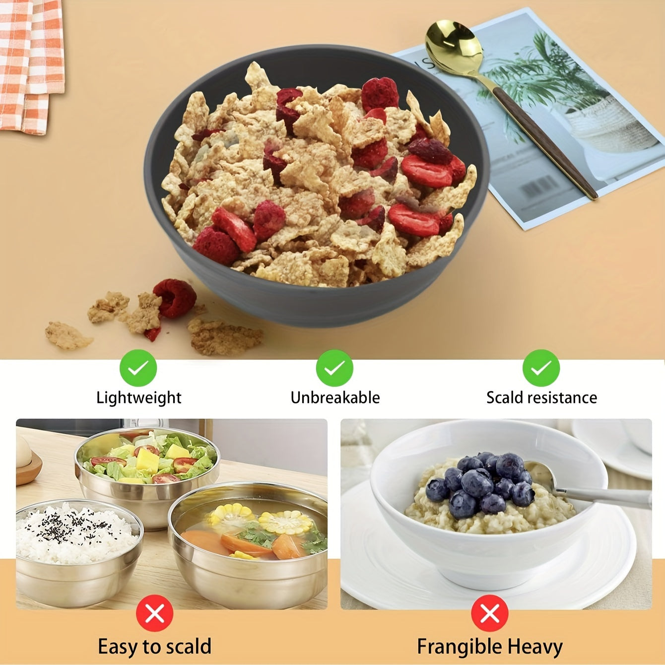 Plastic Bowls Set Microwave Safe Durable Food Storage Kitchenware