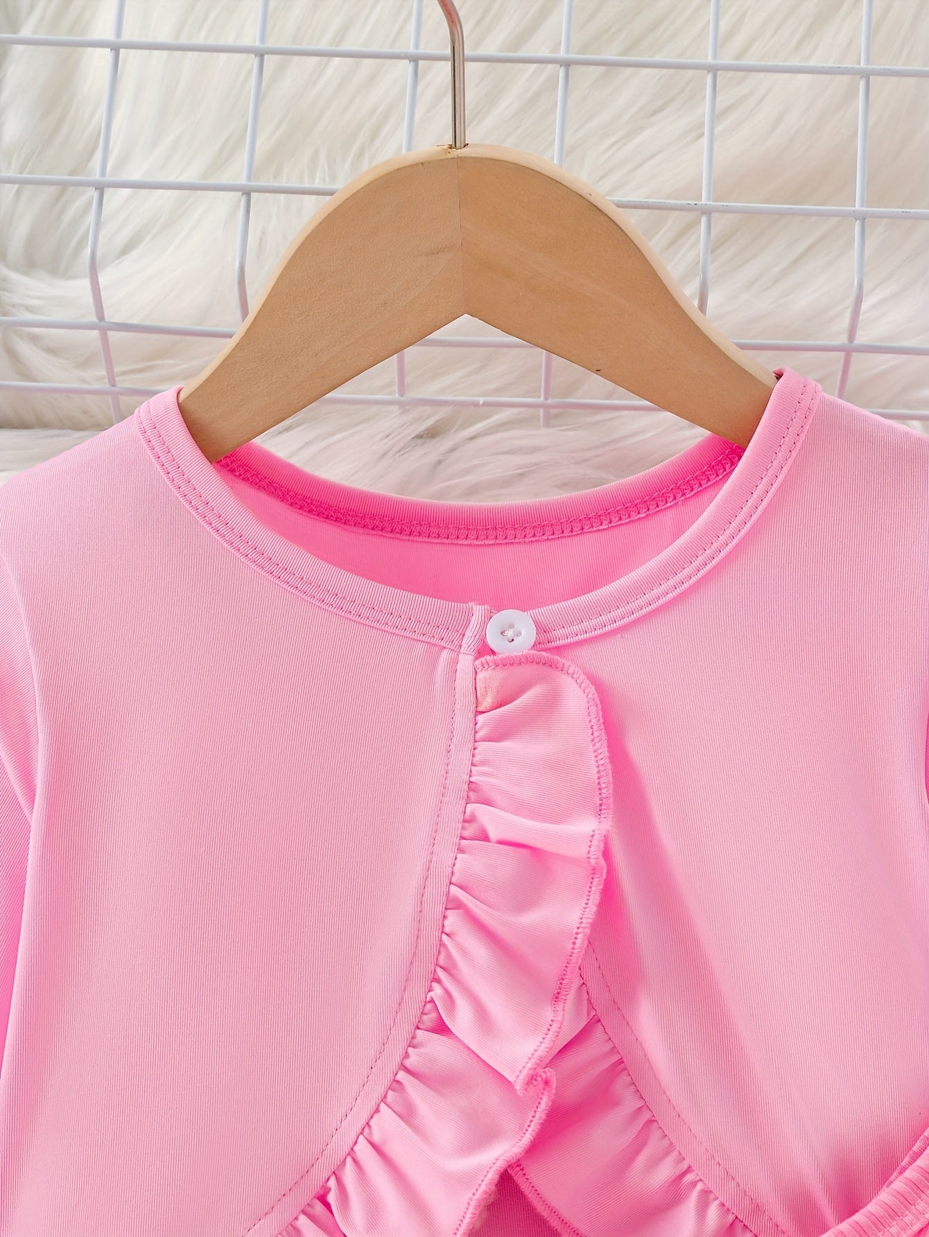 Girls' 2-Piece Dress Set with Frilled Cardigan and Cat Print Cami for Spring Fall Outdoor Activities