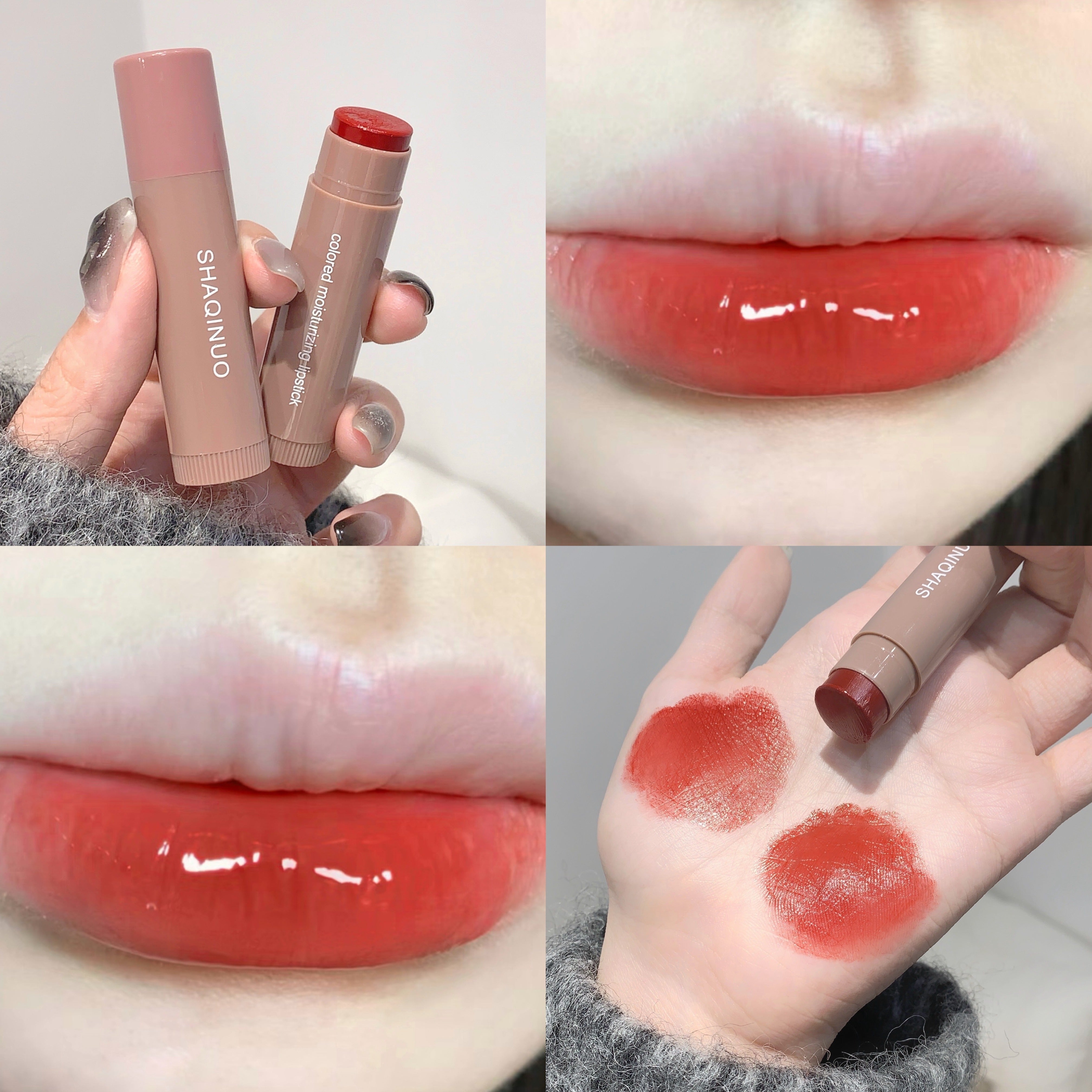 Bálsamo labial de mujer 3 colores agua brillo hidratante anti-escamoso de alto brillo
