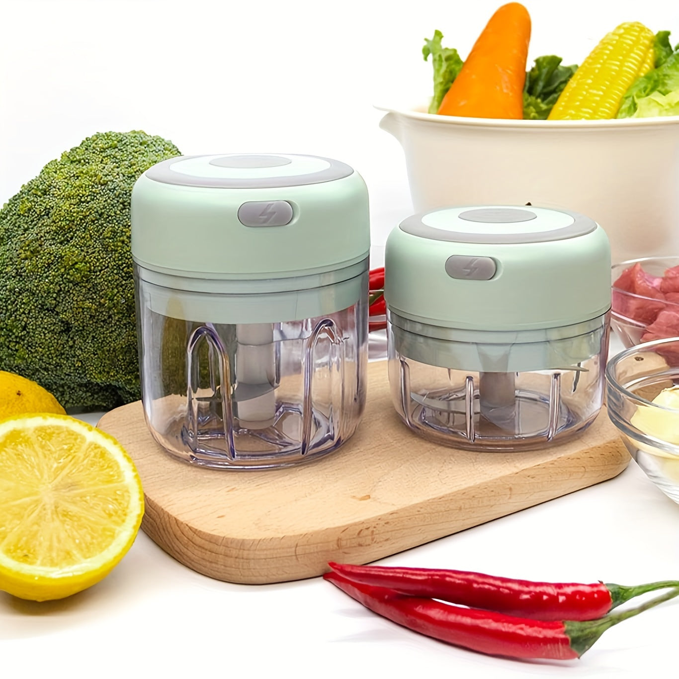 Electric Mini Garlic Chopper 250ml Food Processor Stainless Steel Blade USB Rechargeable