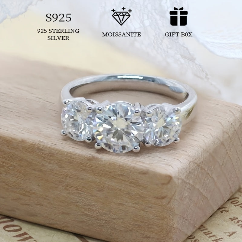 Sterling Silver Promise Ring 2ct Moissanite Engagement Wedding Jewelry