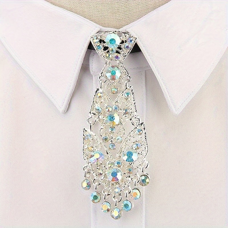 Unisex Rhinestone Embellished Tie for Formal Events Wedding Accessories