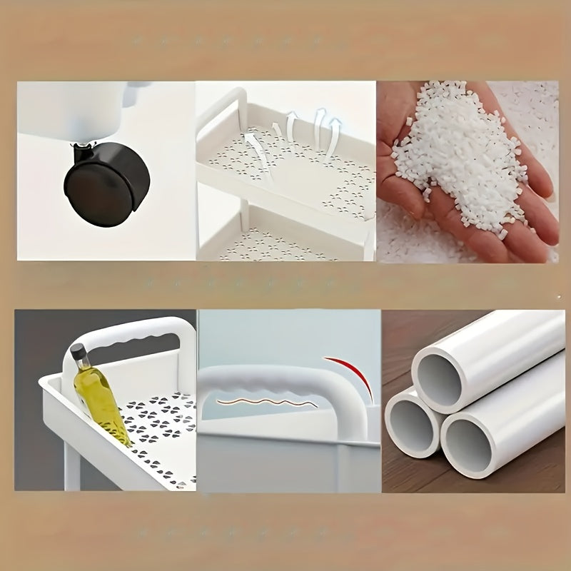 Carro de almacenamiento de plástico de múltiples niveles con ruedas giratorias para sala de estar, baño, cocina, negro o blanco