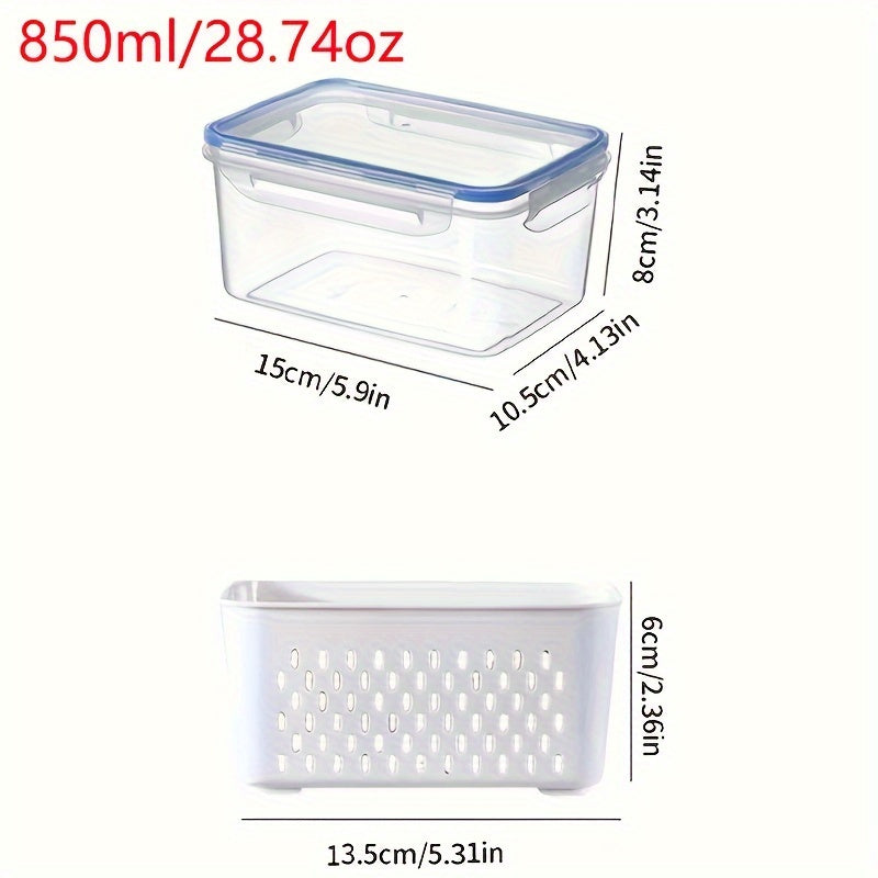 Plastic Kitchen Storage Organizer with Double Layer Draining Basket and Lid for Fruits Vegetables Meat