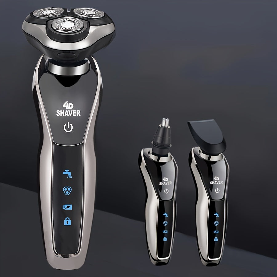 Men's 3-in-1 Electric Shaver with Nose Hair Trimmer and 3D Floating Blade