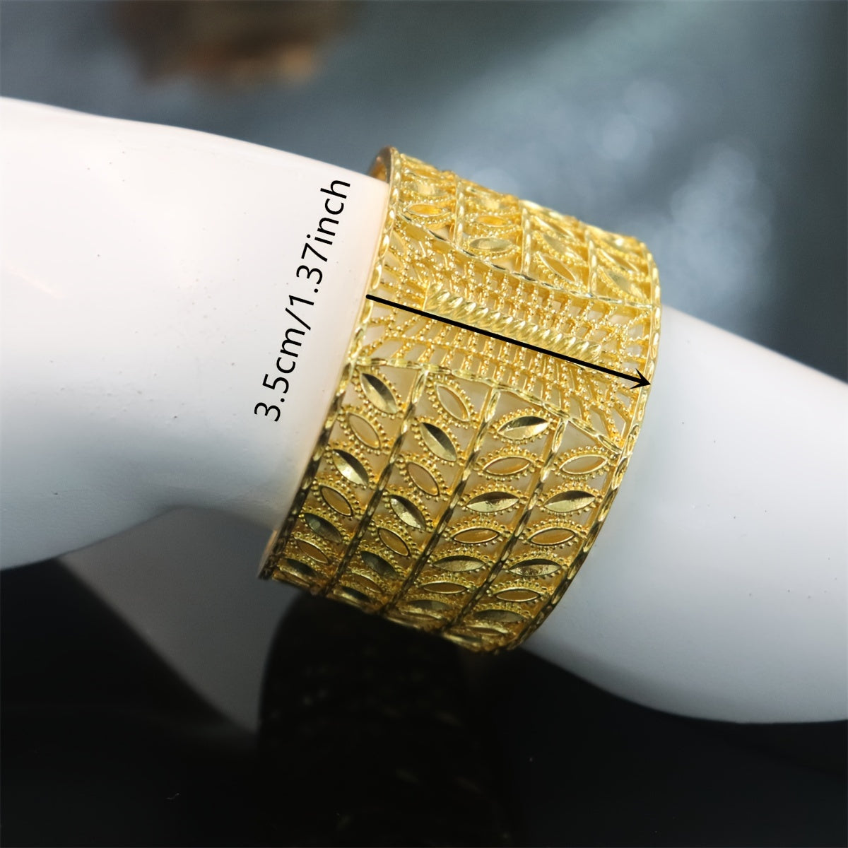 Gold Flower Bangle Bracelet with Rhinestones for Formal Events