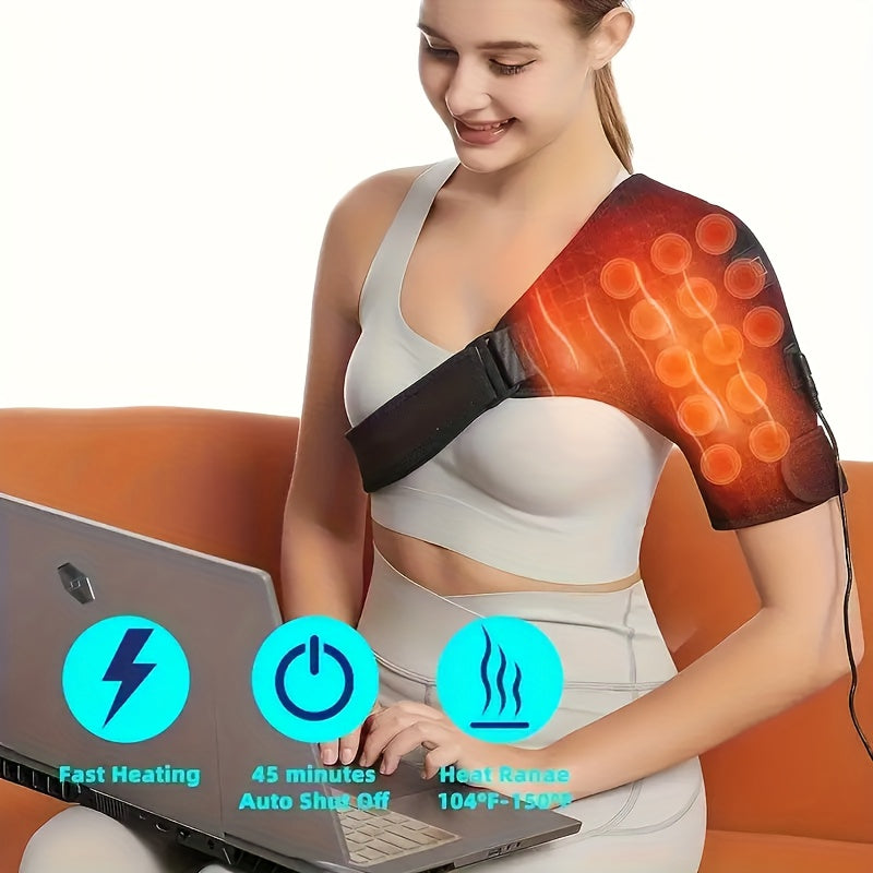 Portable USB Heated Shoulder Wrap with Adjustable Temperature Settings for Pain Relief