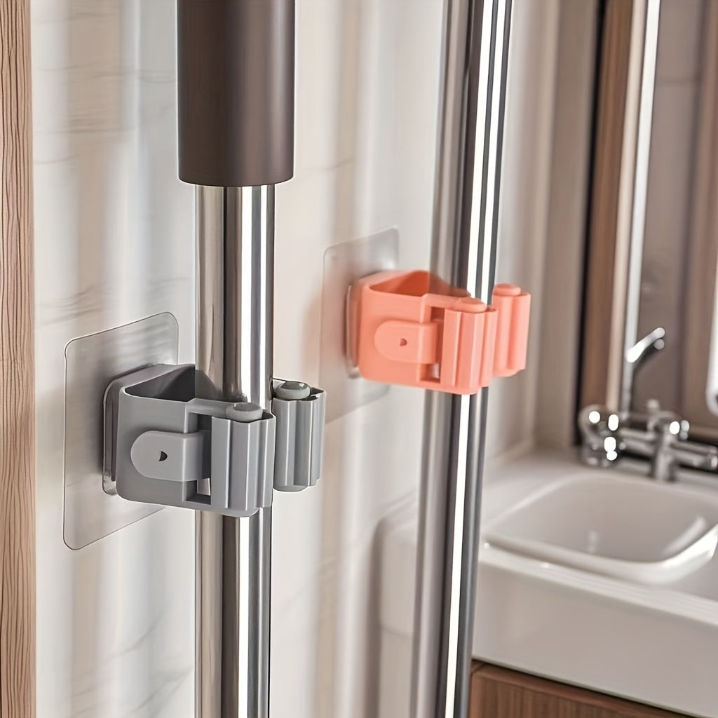 Hanging Mop and Broom Organizer Wall Mount Durable Plastic for RV Bathroom Bedroom