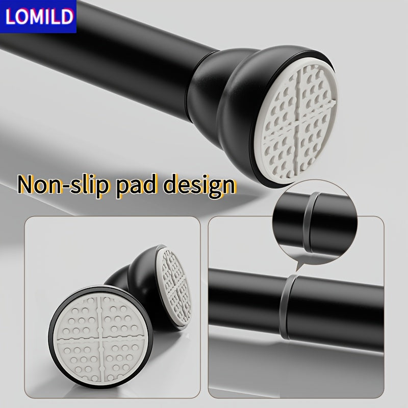 Stainless Steel Black Telescopic Rod for Shower Curtains and Drapes