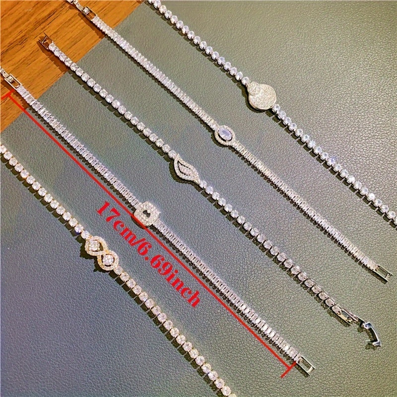 Women’s Cubic Zirconia Bracelet Set with Synthetic Gemstones and Copper Finish