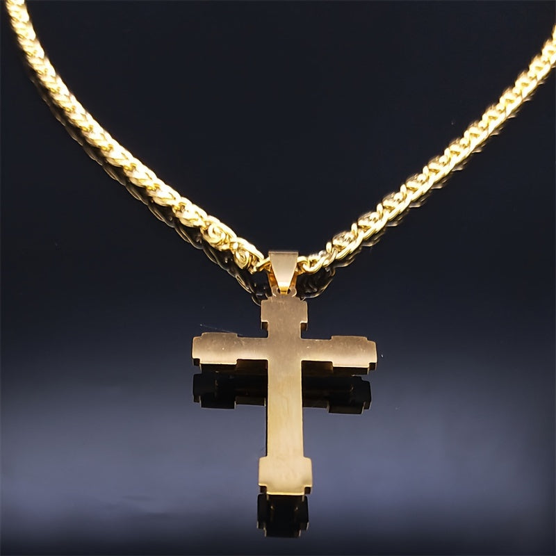 Stainless Steel Cross Necklace for Men Women Elegant Jewelry Gift