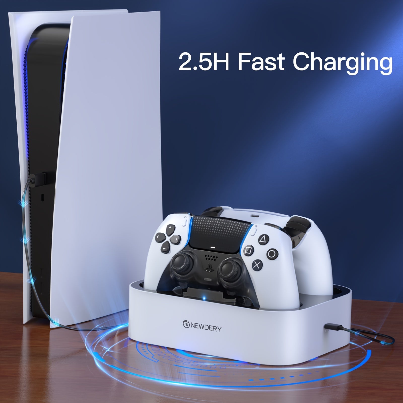 USB Charging Dock for PS5 DualSense Edge Controllers Fast Charging Station with LED Indicator