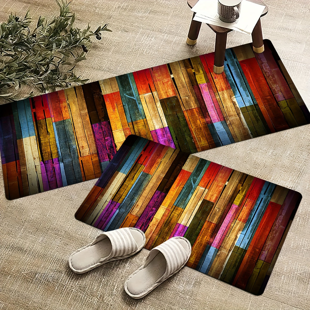 Kitchen Mat Anti-Slip Absorbent Washable Runner Rug for Hallway Laundry 2 Pieces