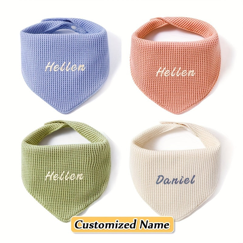 Set of 4 Children's Saliva Towels with Triangle Towel and Adjustable Mouthguard Soft Breathable Natural Material