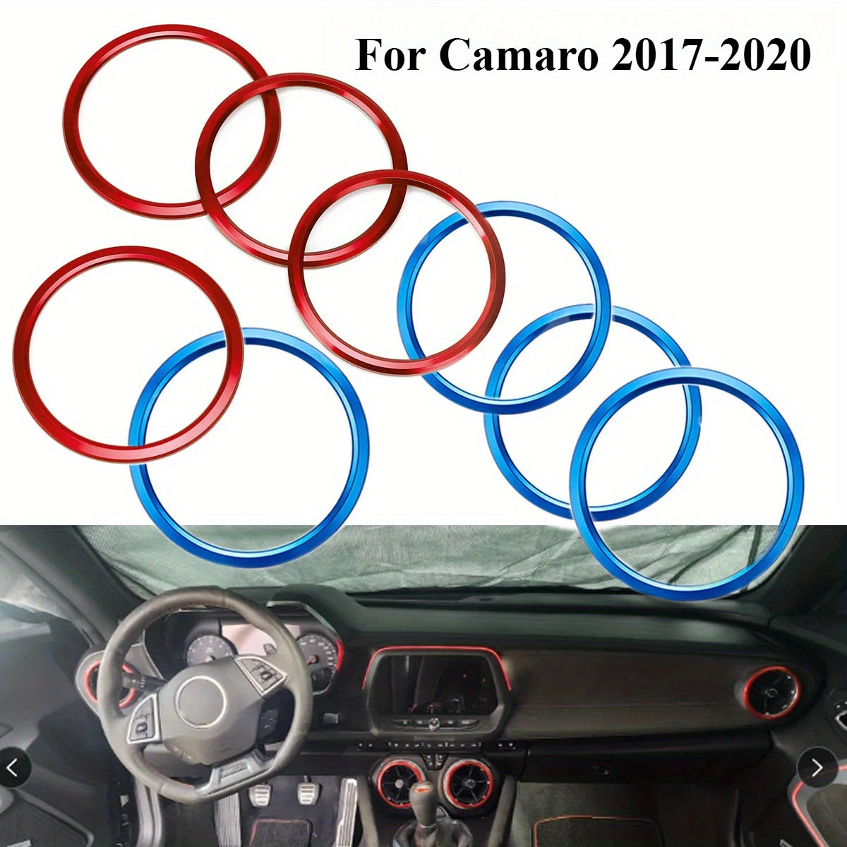 4Pcs Aluminum Alloy Car AC Knob Cover Vent Trim Sticker for Camaro 2017-2020