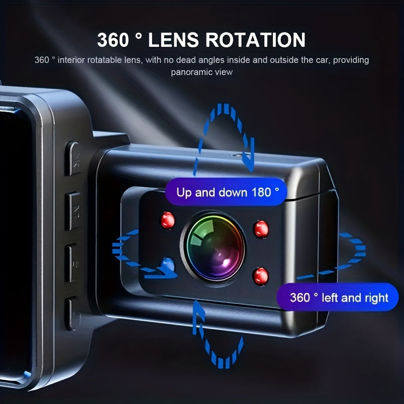 Dual Lens Car Dash Cam 7.62cm Screen Night Vision Wide Angle Loop Recording