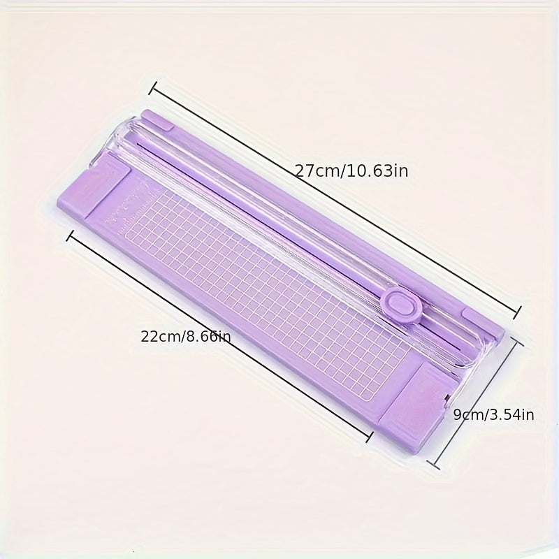 Compact A4 Paper Cutter with Ruler Dual-Direction for Photos and Stationery in Pink Blue Green Purple Black