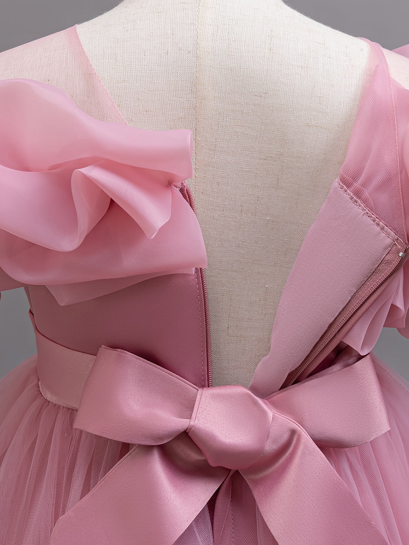 Girls Sleeveless Princess Dress with High-Low Hem Floral Appliques and Belt for Summer