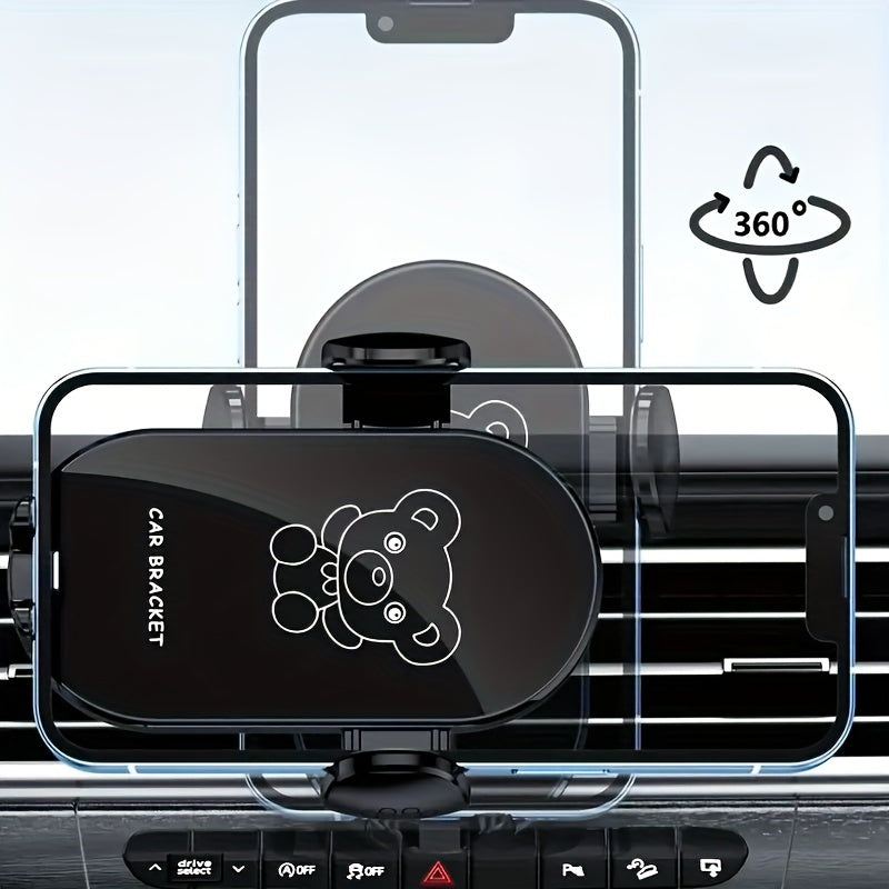 Car Phone Holder ABS Material Cute Bear Cartoon Dashboard Air Vent Mount