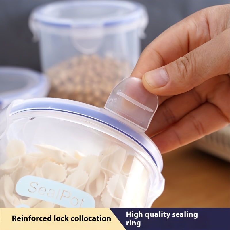 Set of 6 Round Plastic Food Storage Containers with Latch Lids Microwave Safe BPA-Free