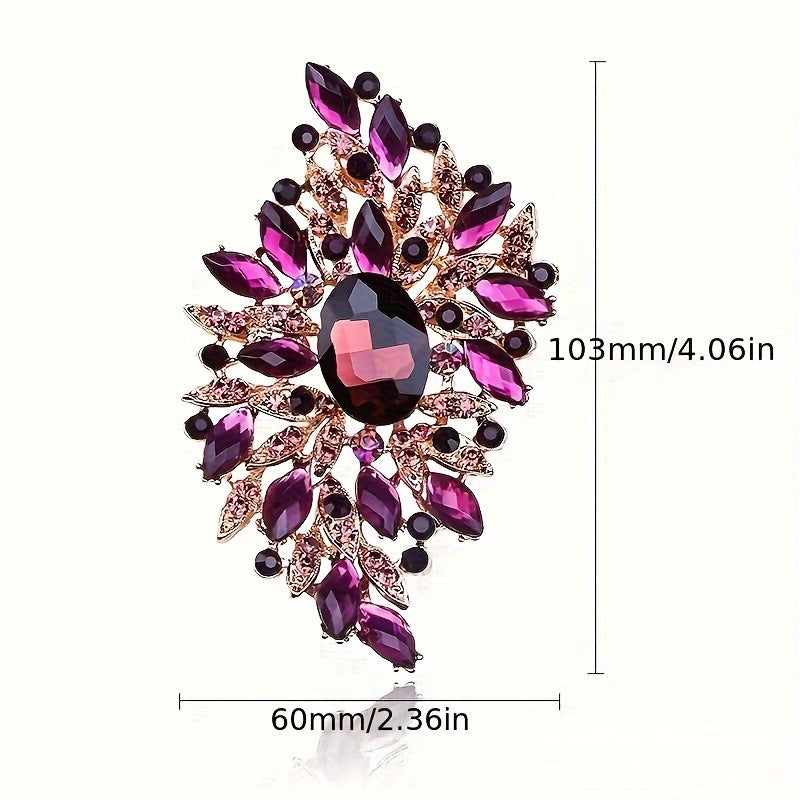 Flower-Shaped Rhinestone Brooch for Women's Attire Stylish Jewelry Accessory